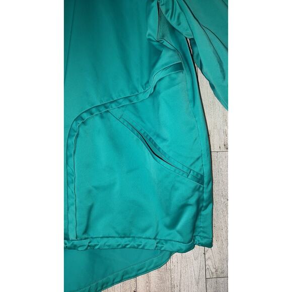 St. John Woman Teal Green Windbreaker Size L Zipper Snaps Pockets FLAW SNAGS - Picture 12 of 16